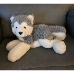 A&A Plush Husky Dog Stuffed Animal Toy Soft Gray & White Realistic 18"